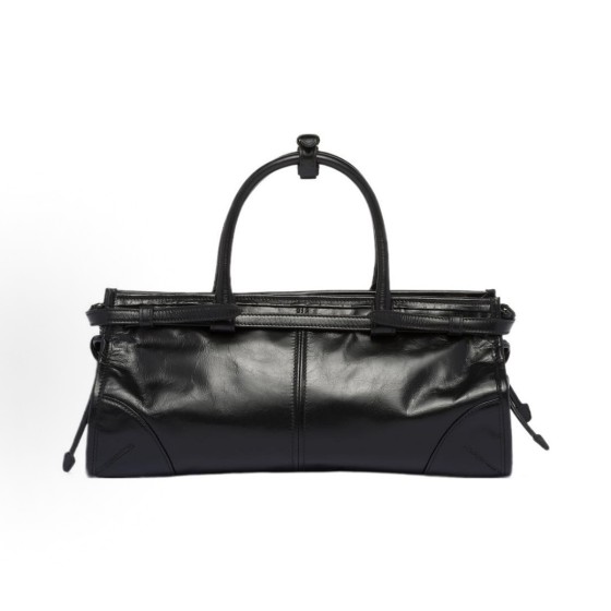 PRADA普拉达 soft lux 系列 短⼿柄 ⽪⾰ ⼿提单肩包 中号 ⼥ 款 ⿊⾊